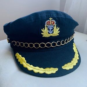 Black Sailor Captain Hat with Gold Chain